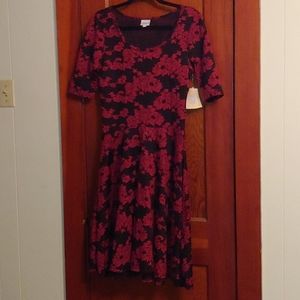 Lularoe Black with Red Rose Nicole dress